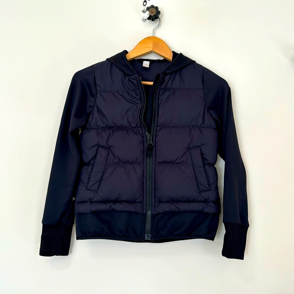 Athleta Girls (M 8-10) Always Down Puffer Jacket Stretch Hood in Black